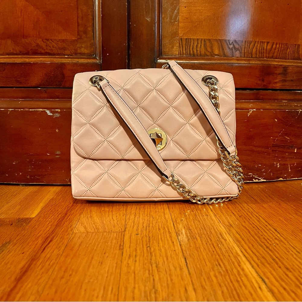 NWOT Kate Spade Powder Pink Leather Crossbody Clutch w/Adjustable Strap